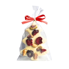 Choinka czekolada biała z wiśniami i pistacją 40g